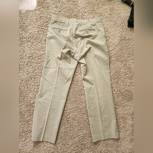 EXPRESS Men's Beige/White Striped Trousers/Chino PantsPants Size 32-33 - Picture 2 of 4